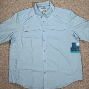 Coolibar Long Sleeve Mens Nassau Fishing Shirt Size XL Blue UPF 50+ Outdoorwear